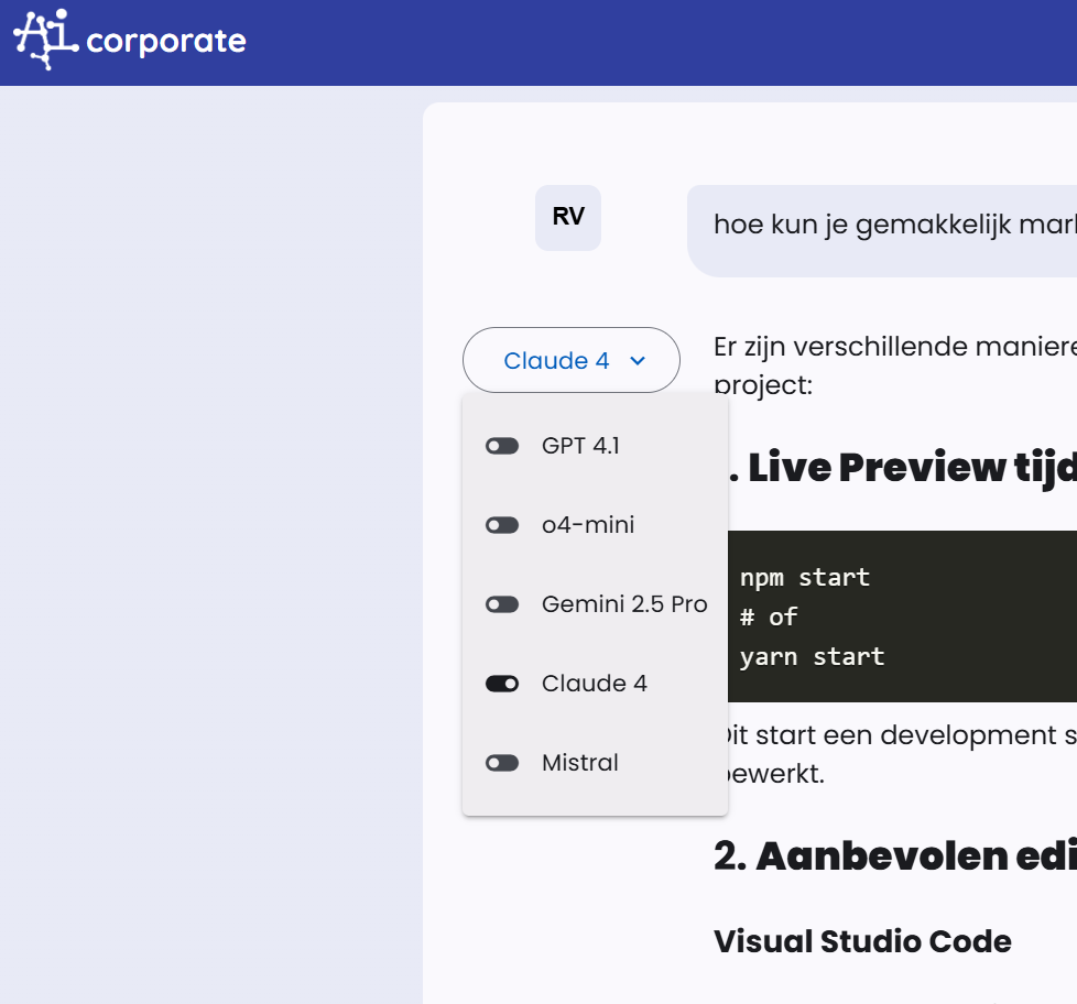 Seleção de modelos de linguagem AI-Corporate